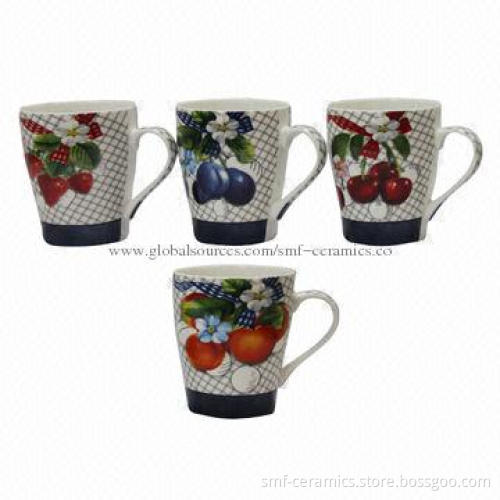 12oz New bone drum mug w/ fruit decal design, customized designs accepted, food security, low price